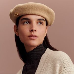 New Bonnie Sailor Hermes Women's Beret Hat Sable Beige Size 58